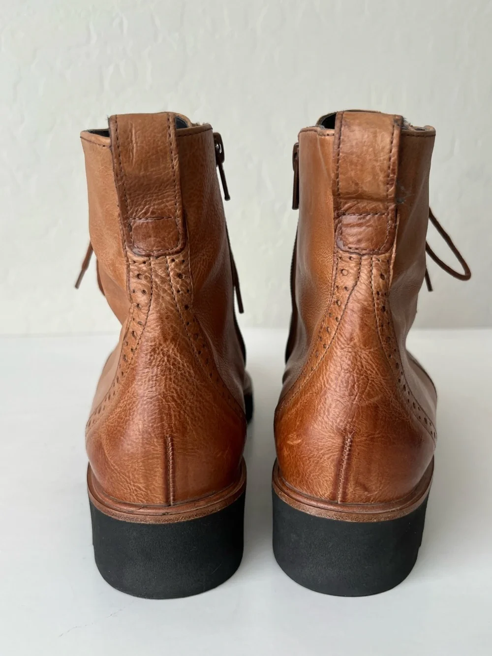 Paul Green Beau wingtip leather Boots side zip UK 6.5 US 9